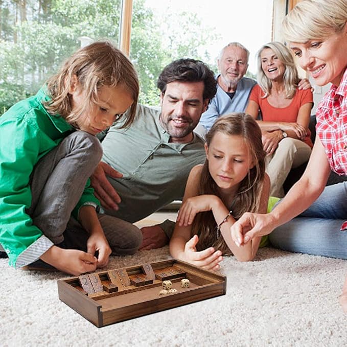 Juegoal Shut The Box Wooden Board Dice Game - Image 3