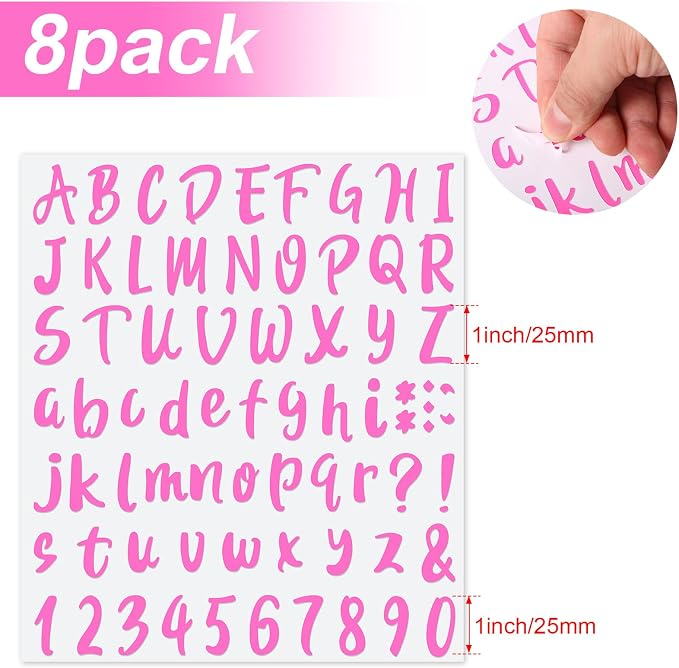 Outus 576 Pieces 8 Sheets Letters Stickers Self Adhesive Vinyl Letter Alphabet - Image 3