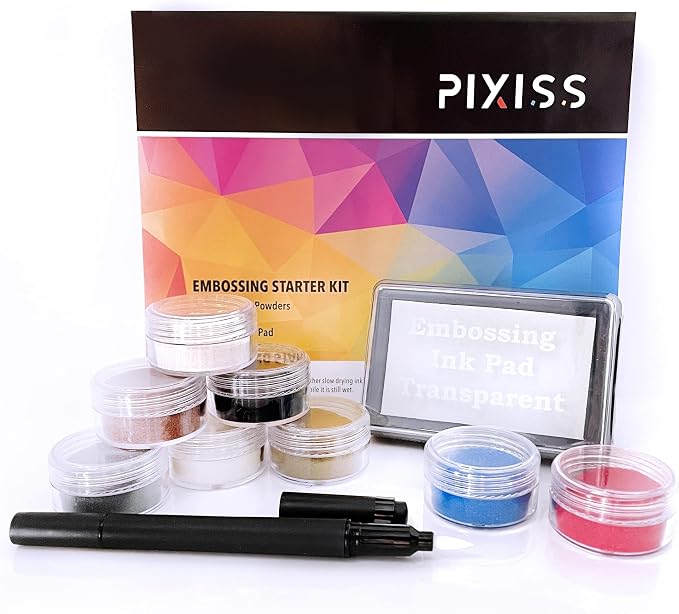 Embossing Kit, Embossing Ink Pad, 8X 10ml Embossing Powders - Image 6