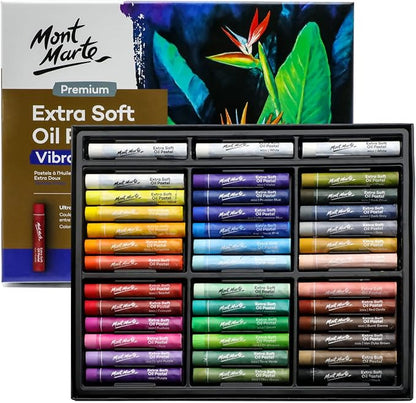 Mont Marte Extra Soft Oil Pastels 39pc, Vibrant and Buttery, Versatile Art by MontMarte