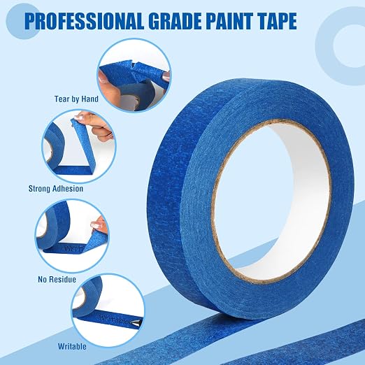 20 Rolls Blue Painters Tape Bulk Pack, Painter's Tape 1-inch × 55 yards - Image 3