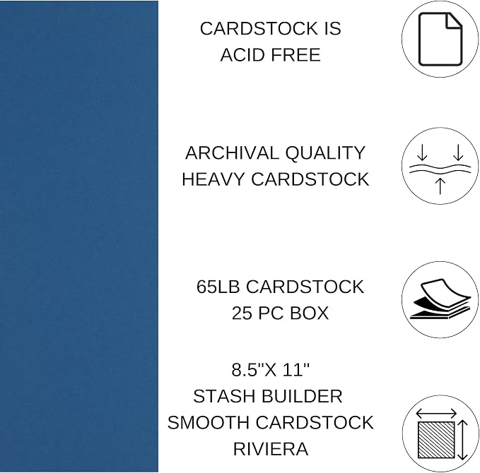 PA Paper Accents Stash Builder Cardstock 8.5" x 11" Riviera, 65lb Colored - Image 2