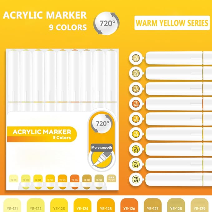 Water Based Acrylic Paint Markers, 9 Colors Acrylic Paint Pens Set - Image 2