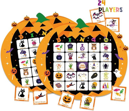 XZENTIRA Halloween 24 Players Games, Pumpkin Bingo Game Cards Set by XZENTIRA