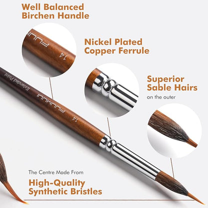 Watercolor Brushes Professional, Fuumuui 9pcs Sable Paint Brushes & Natural - Image 4