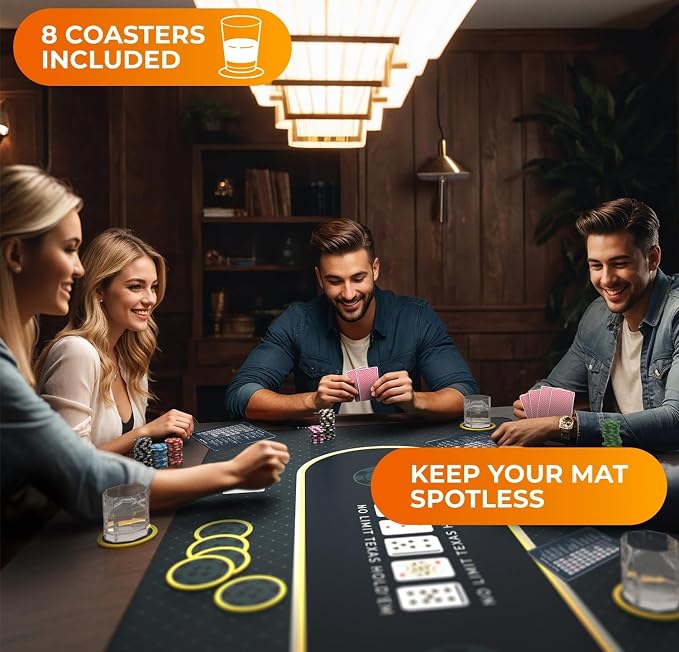 Newverest Poker Table Top 70" x 35", Texas Hold'em Poker Mat - Image 3
