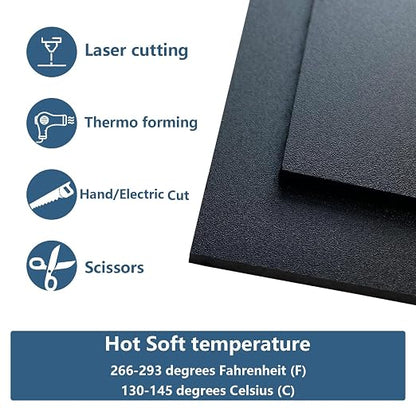 2 Pack Black Plastic Sheet 12x12x0.12 in Flexible High Tensile Plastic Sheets - Image 3