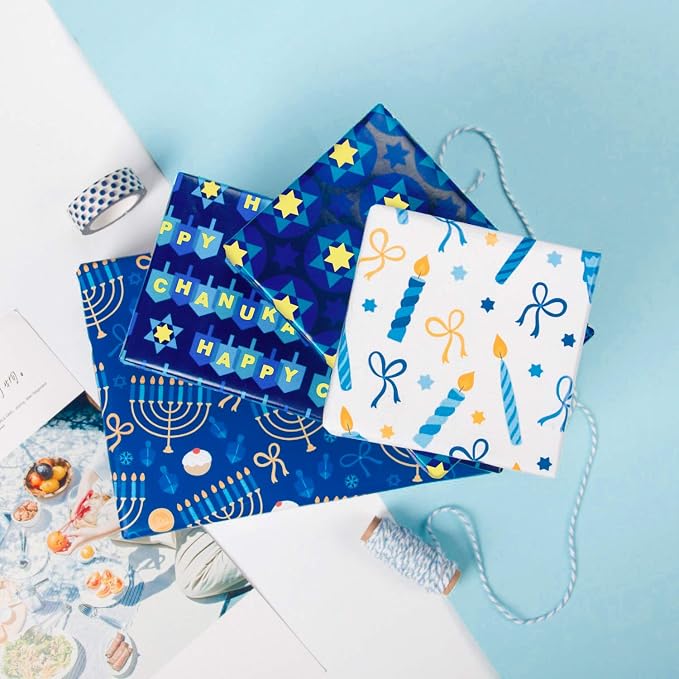 WRAPAHOLIC 30 Inch Hanukkah Wrapping Paper Roll - Image 3