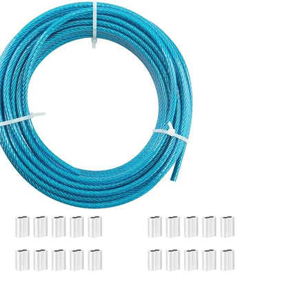 Sunshade Sail Wire, Clothesline, PIUM 1/8" PVC Coated Wire Rope Kits, 7x7 by Unknown