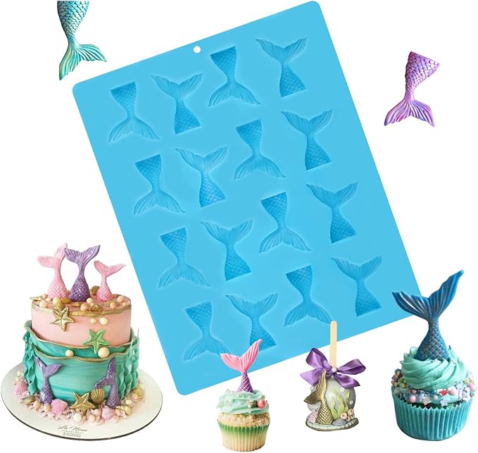 Sakolla 16 Cavity Mermaid Tails Silicone Molds, Mermaid Molds by Sakolla