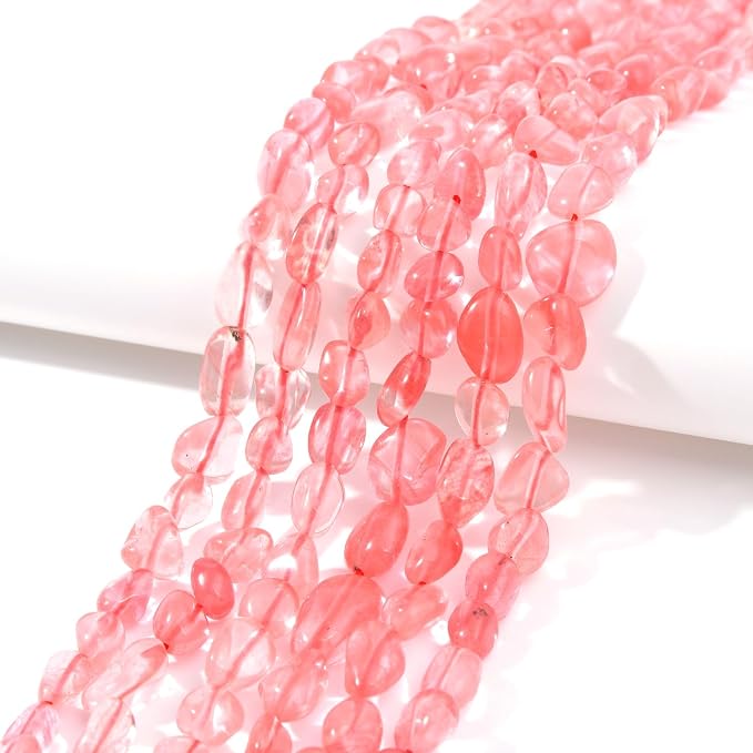 Cherry Quartz Pebble Nugget Oval Free Tumbled Stone 6-8mm Natural Gemstone - Image 2