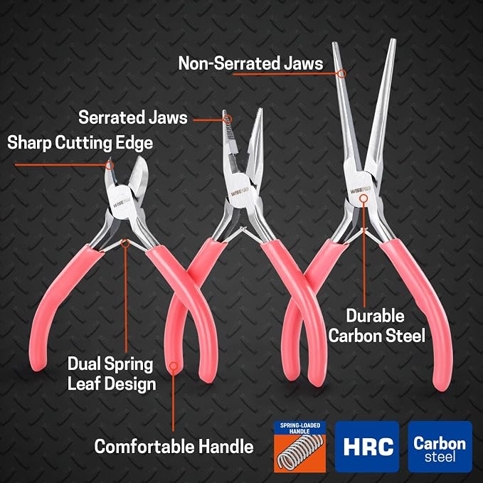 3 PCS Mini Pliers Set, Diagonal and Long Nose, Small Plier Tool - Image 3