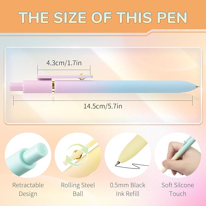 12 Pcs Gel Pens 0.5mm Quick Dry Black Ink Pens Fine Point Smooth Writing Pens - Image 2