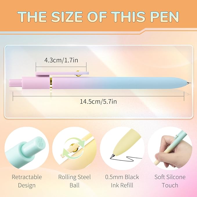 6 Pcs Gel Pens 0.5mm Quick Dry Black Ink Pens Fine Point Smooth Writing Pens - Image 2