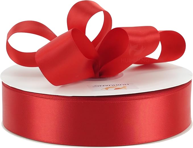 HUIHUANG Red Satin Ribbon 1-1/2 inch x 100 Yards Red Color Double-Faced Satin - Image 5
