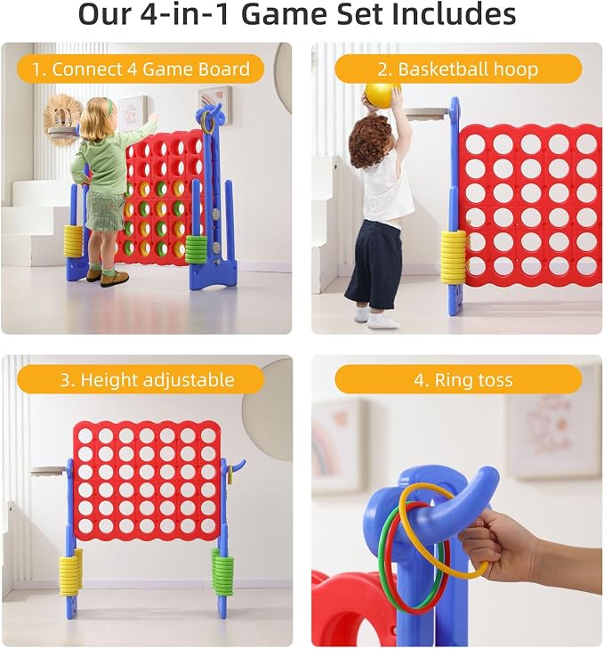 UNICOO® Height Adjustable Jumbo 4-to-Score Game, 4 in A Row Game - Image 5