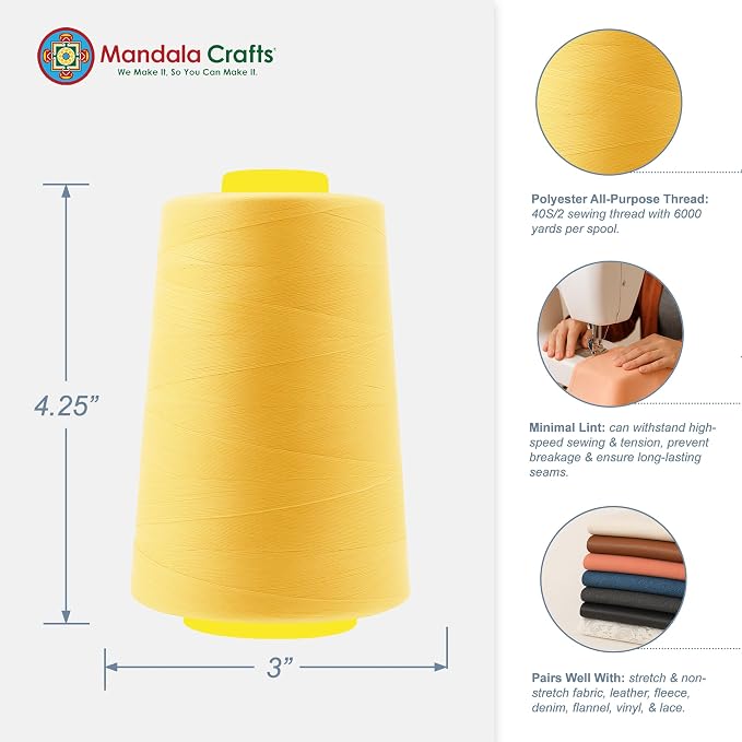 Mandala Crafts 4 Pack of Serger Threads Cones Spools - Image 3