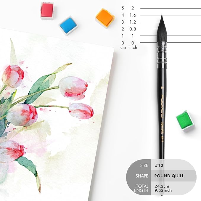 Professional Watercolor Brush, Fuumuui Natural Squirrel Hair Mop Brush - Image 5