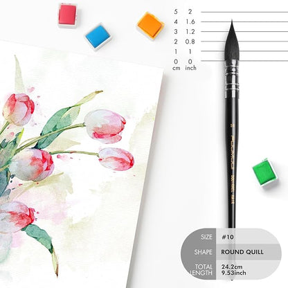 Professional Watercolor Brush, Fuumuui Natural Squirrel Hair Mop Brush - Image 5