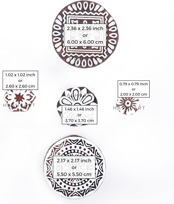Wooden Stamps for Block Printing on Saree Border, Tattoo - Image 4