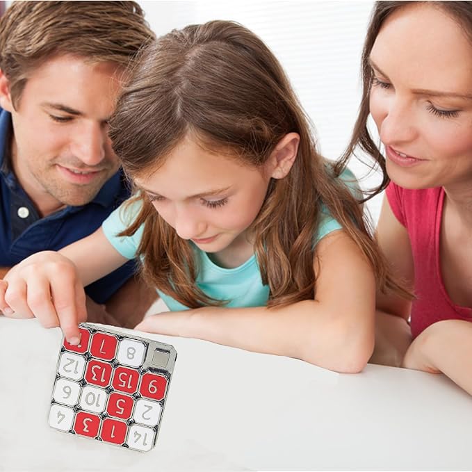 Metal Number Slide 15 Puzzle Red and White Number Sliding Puzzle Educational - Image 5