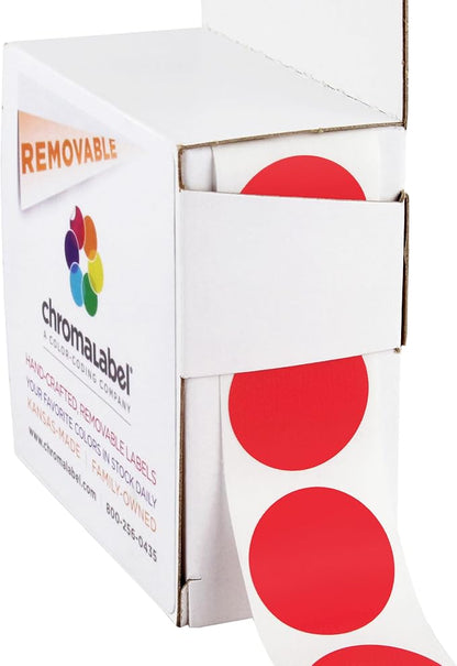 ChromaLabel 1 Inch Round Colored Stickers, Removable Sticky Dots Color Coding by ChromaLabel
