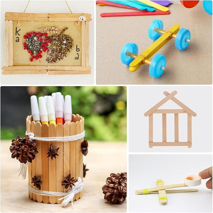 2000 Pcs 4.5" Wooden Craft Sticks, Ice Cream Sticks, Natural Wood Popsicle Stick - Image 5