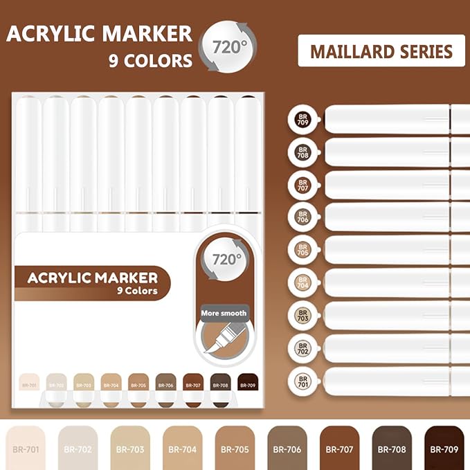 Water Based Acrylic Paint Markers, 9 Colors Acrylic Paint Pens Set - Image 2