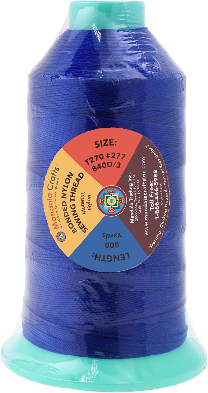 Mandala Crafts Bonded Nylon Thread Royal Blue Heavy Duty Sewing Threads - Image 3