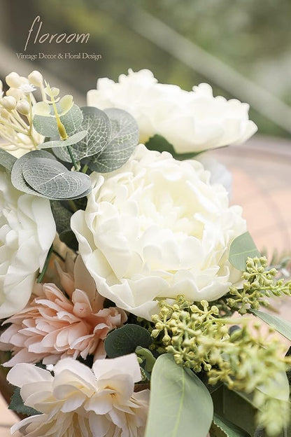 Floroom Artificial Flowers 16pcs 4" Ivory Blooming Peonies Real Looking Foam - Image 2