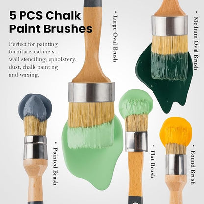 Chalk Paint Brush, Wax Paint Brush Set of 5, Wax Brushes and Chalk Paint - Image 2