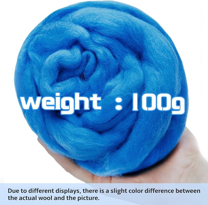 3.53oz Wool Roving Yarn, Fiber Roving Wool Top, Wool Felting Supplies, Chunky - Image 2