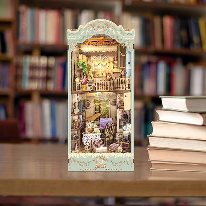 DIY Book Nook Kit, Dollhouse Booknook Bookshelf Insert Decor, 3D Wooden Puzzles - Image 5
