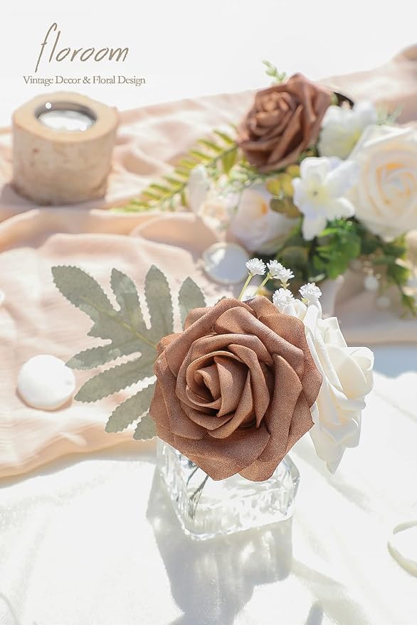 Floroom Artificial Flowers 25pcs Real Looking Gold Sparrow & Cream Foam Fake - Image 5