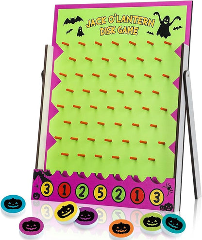 8 Pcs Halloween Carnival Disk Drop Game Jack O'Lantern Wood Desktop Disc Drop by Silipull