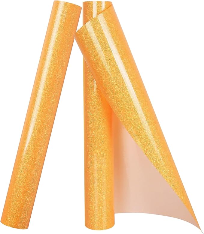 TORC Orange Glitter HTV Heat Transfer Vinyl Roll 12 inch x 10 ft Iron on Vinyl by TORC