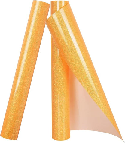 TORC Orange Glitter HTV Heat Transfer Vinyl Roll 12 inch x 10 ft Iron on Vinyl by TORC
