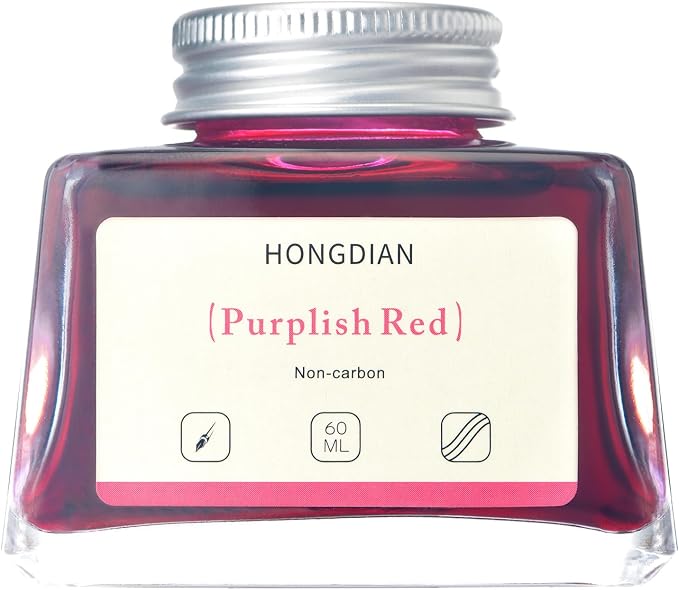 Hongdian Fountain Pen Bottled Ink Purplish Red Color, 60ml Non Carbon Inkwell - Image 2