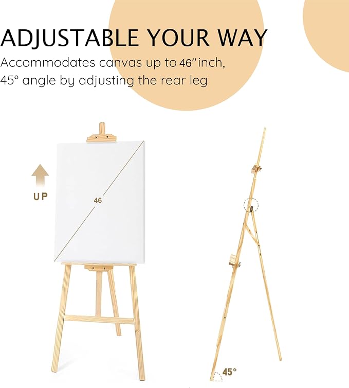 Wooden Painting Easel Stand, Adjustable＆Folds Flat - Image 4