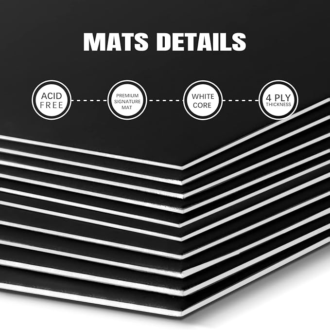 AUEAR, 15 Pack 8x10 Uncut Matte Boards Black Photo Mat Board Great - Image 3