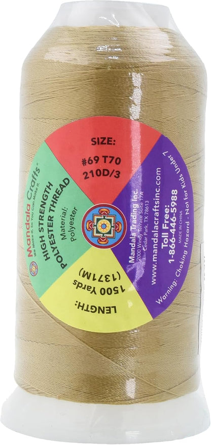Mandala Crafts Tan Heavy Duty Thread -1500 Yds Tex 70 Thread - Image 3