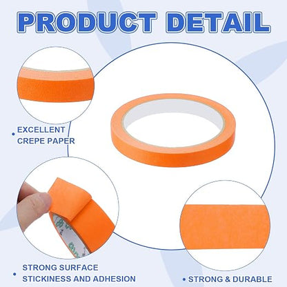 MECCANIXITY Masking Tape 0.5 Inch x 21 Yard Painter's Tape Orange Paint Tapes - Image 3
