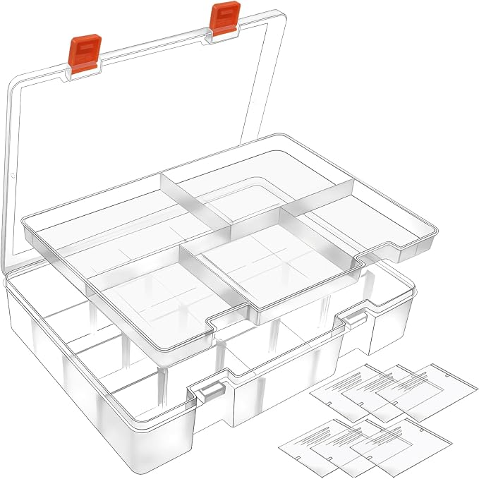 DUOFIRE Two Layers Compartment Organizer Box Plastic Organizer Box Plastic by DUOFIRE