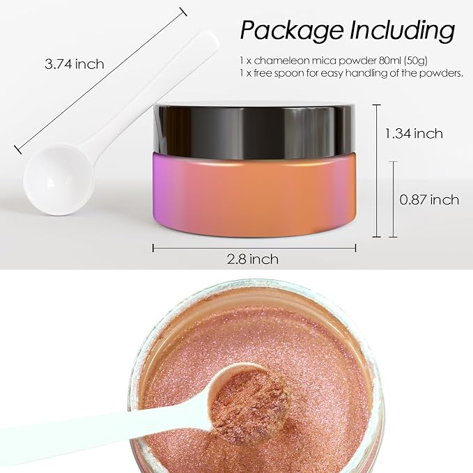 Ceya Chameleon Mica Powder, 1.8oz/ 50g Rosa Champagne Chrome Nail Powder - Image 4