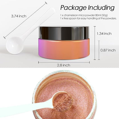 Ceya Chameleon Mica Powder, 1.8oz/ 50g Rosa Champagne Chrome Nail Powder - Image 4