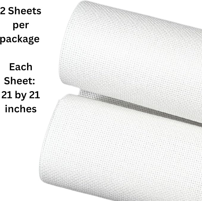2 Sheets of White 14 Count Aida Cloth – 21 x 21 Inch Pre-Cut Fabric Squares – - Image 2