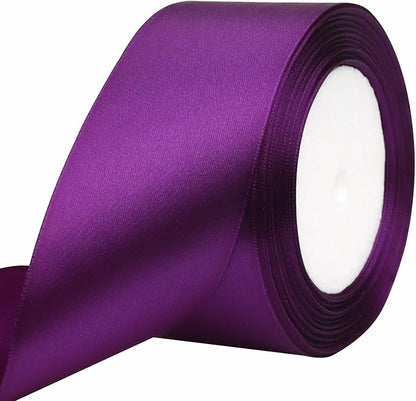 Purple Solid Satin Ribbon 2 Inch 25 Yards Solid Polyester Fabric Ribbon by Riunbb