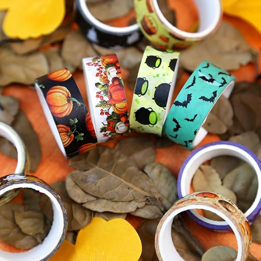 Halloween Washi Tape Set 16 Rolls, Fall & Spooky Decorative Tape, Autumn Washi - Image 5