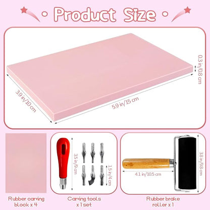 4 Pack Rubber Block Stamp Carving Blocks, Rubber Carving Linoleum Blocks - Image 2