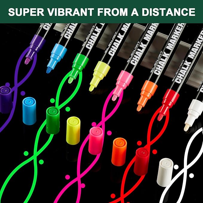SILENART Chalk Markers for Blackboard, Window Marker for Car Erasable Liquid - Image 7